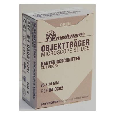 Objektträger 76x26mm, poliert, m.Mattrand, 50St.